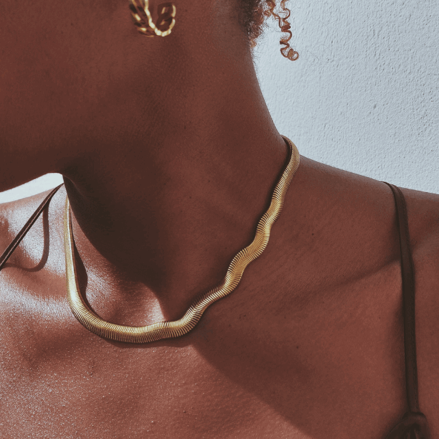 Chunky Flat Snake Gold Necklace