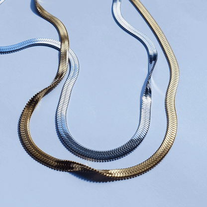 Flat Snake Silver Necklace