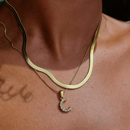 Flat Snake Gold Necklace