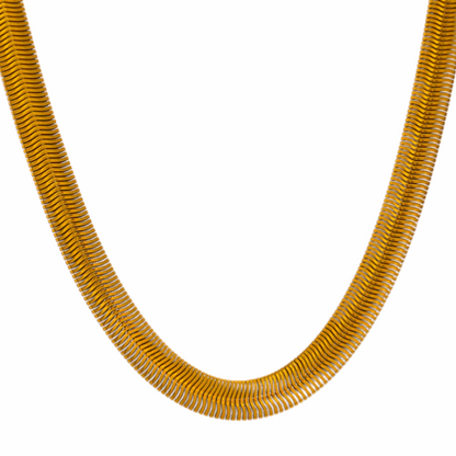 Chunky Flat Snake Gold Necklace