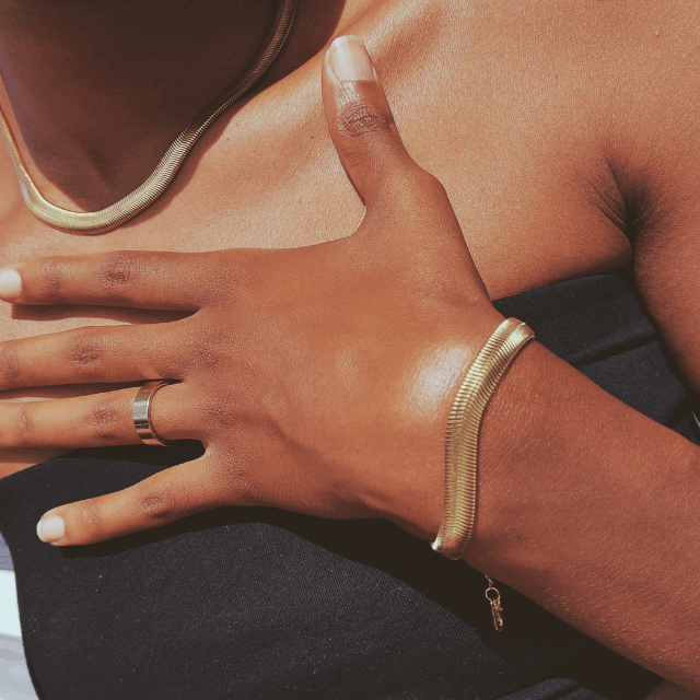 Chunky Flat Snake Gold Bracelet