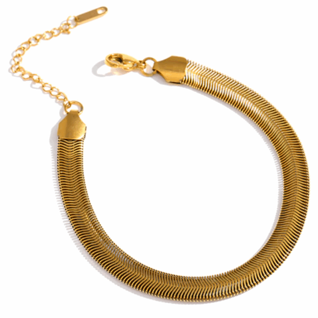 Chunky Flat Snake Gold Bracelet