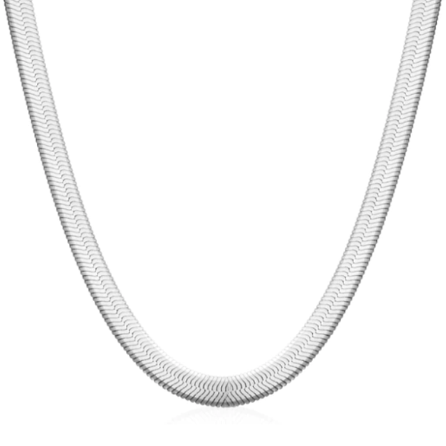 Flat Snake Silver Necklace