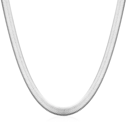 Flat Snake Silver Necklace