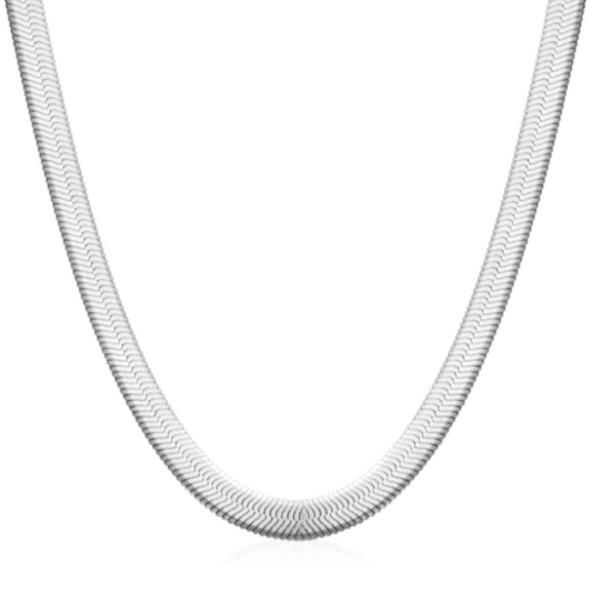 Flat Snake Silver Necklace